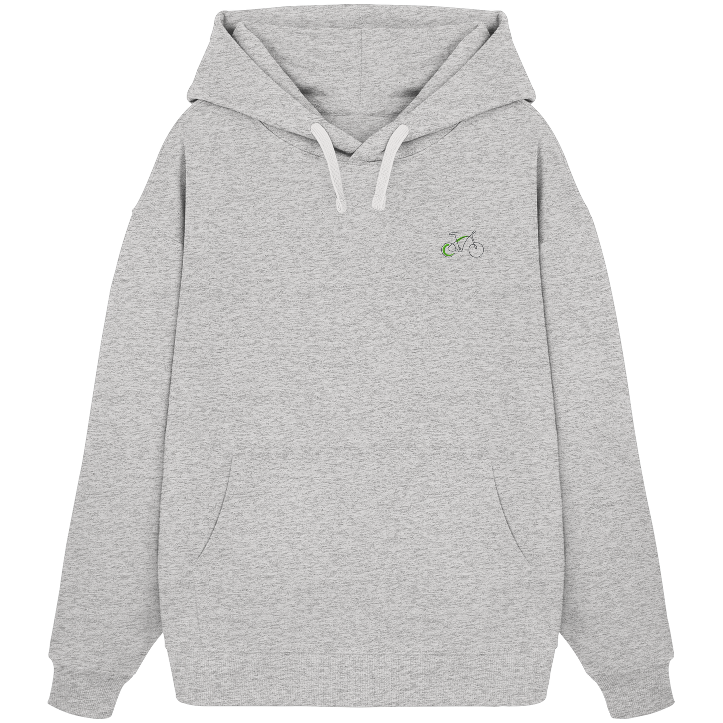 Organic Oversize Hoodie - Fahrrad gestickt (grün)