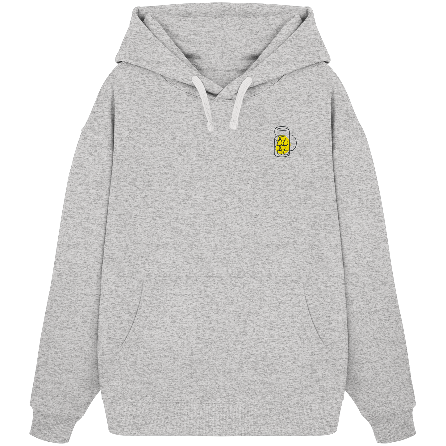Organic Oversize Hoodie - Maßkrug gestickt (gelb)