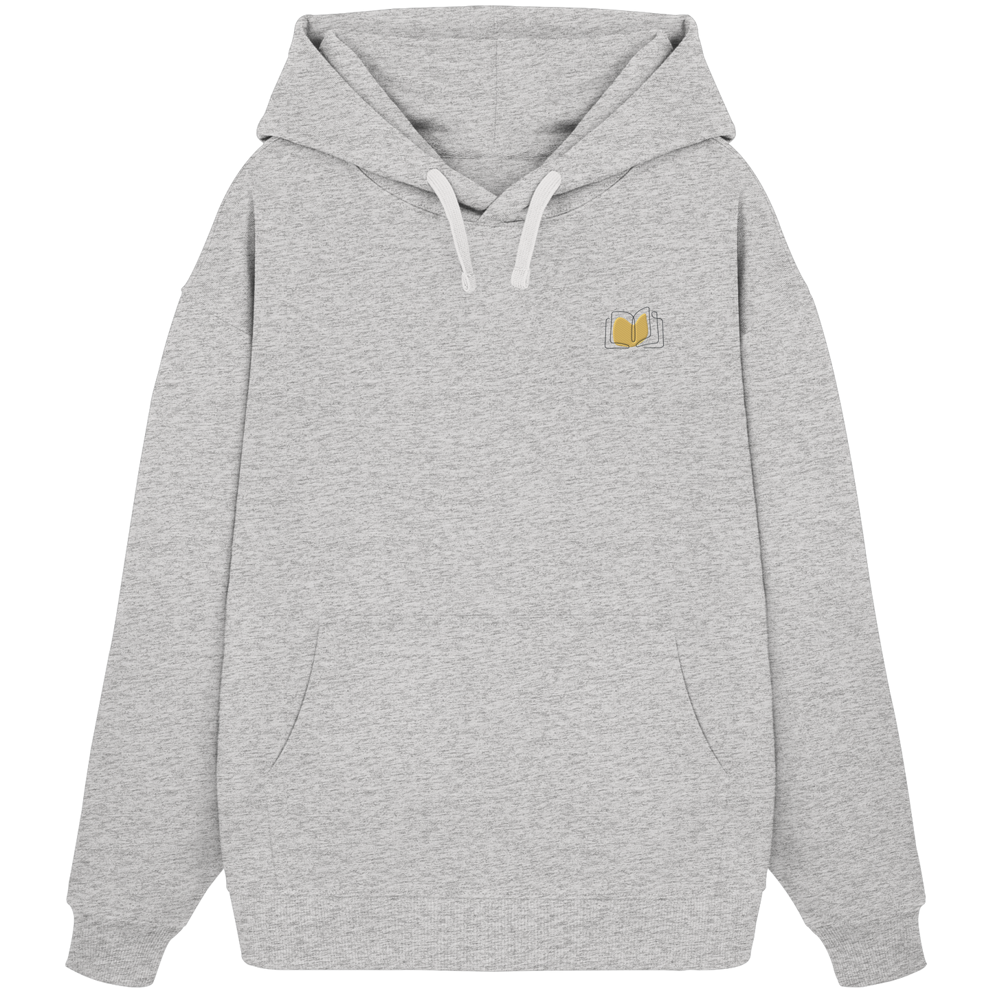 Organic Oversize Hoodie - Buch gestickt (beige)