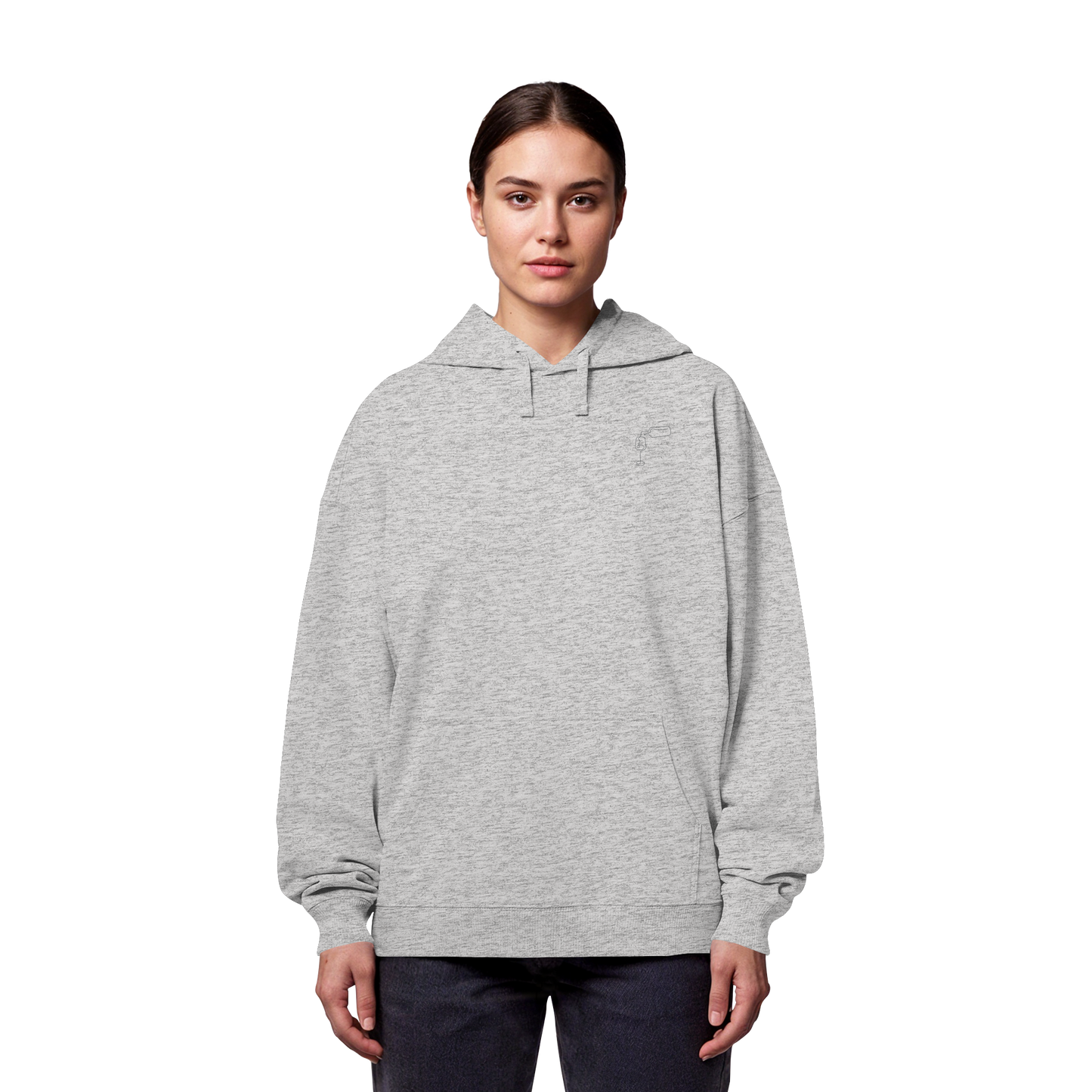 Organic Oversize Hoodie - Wein gestickt