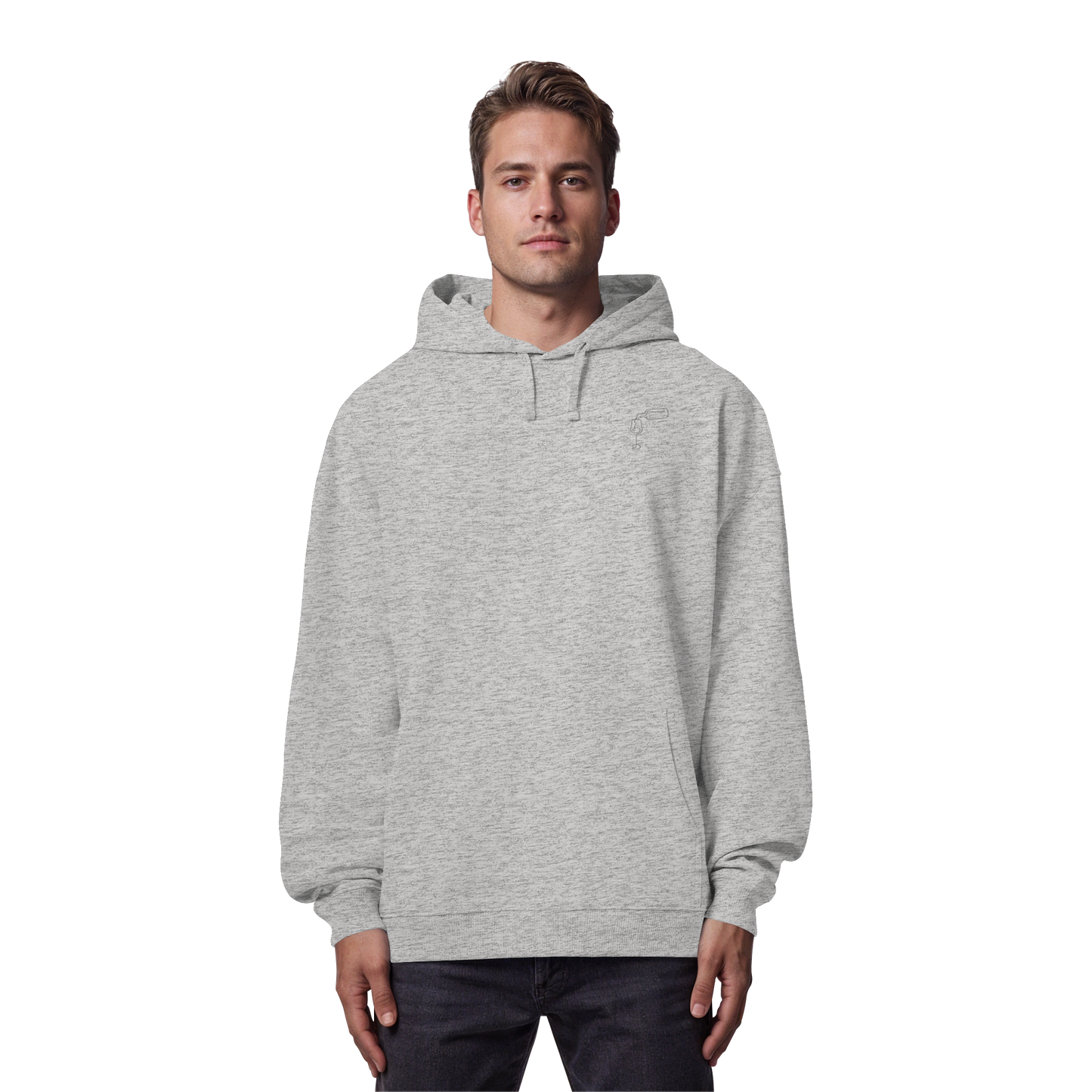 Organic Oversize Hoodie - Wein gestickt