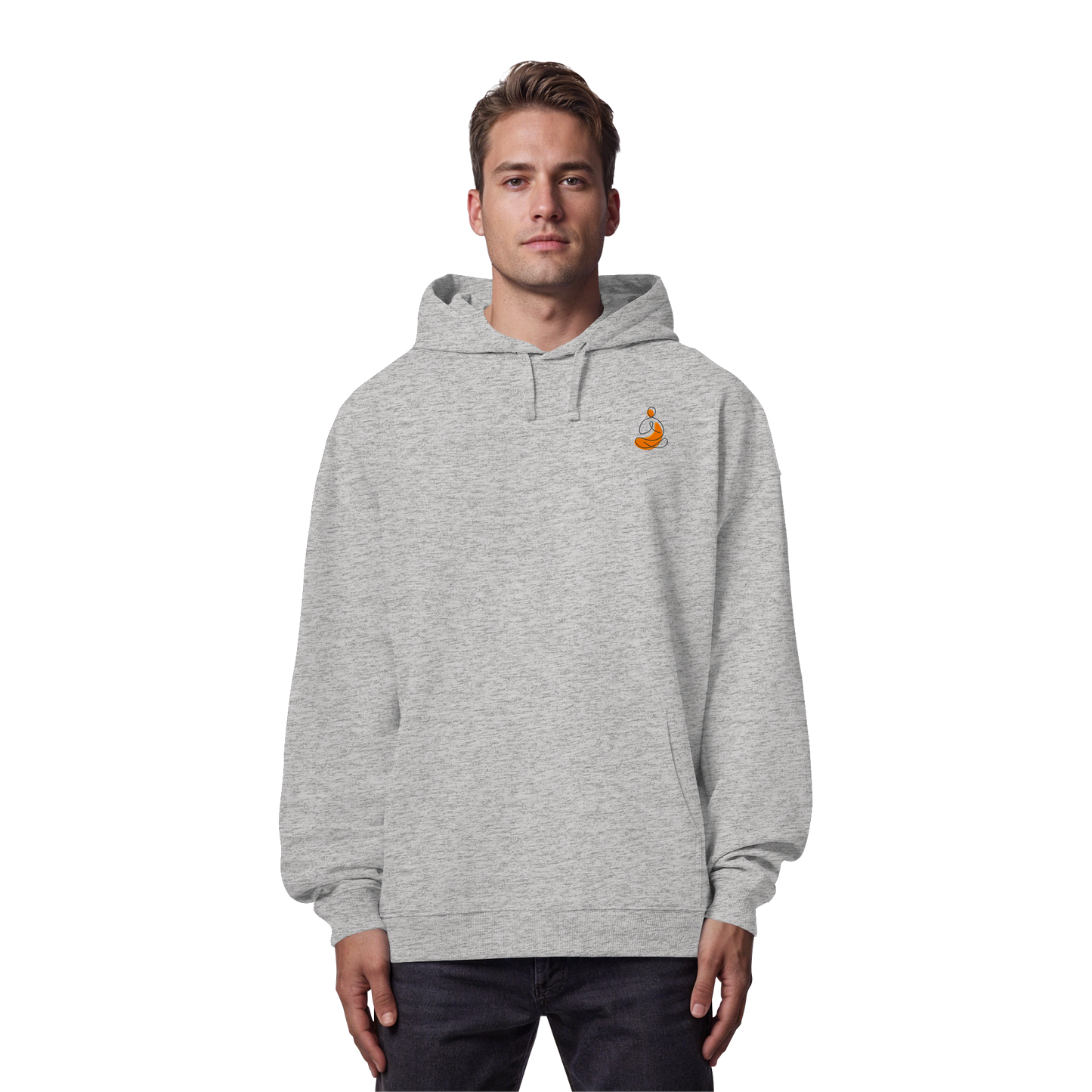 Organic Oversize Hoodie - Yoga gestickt (orange)