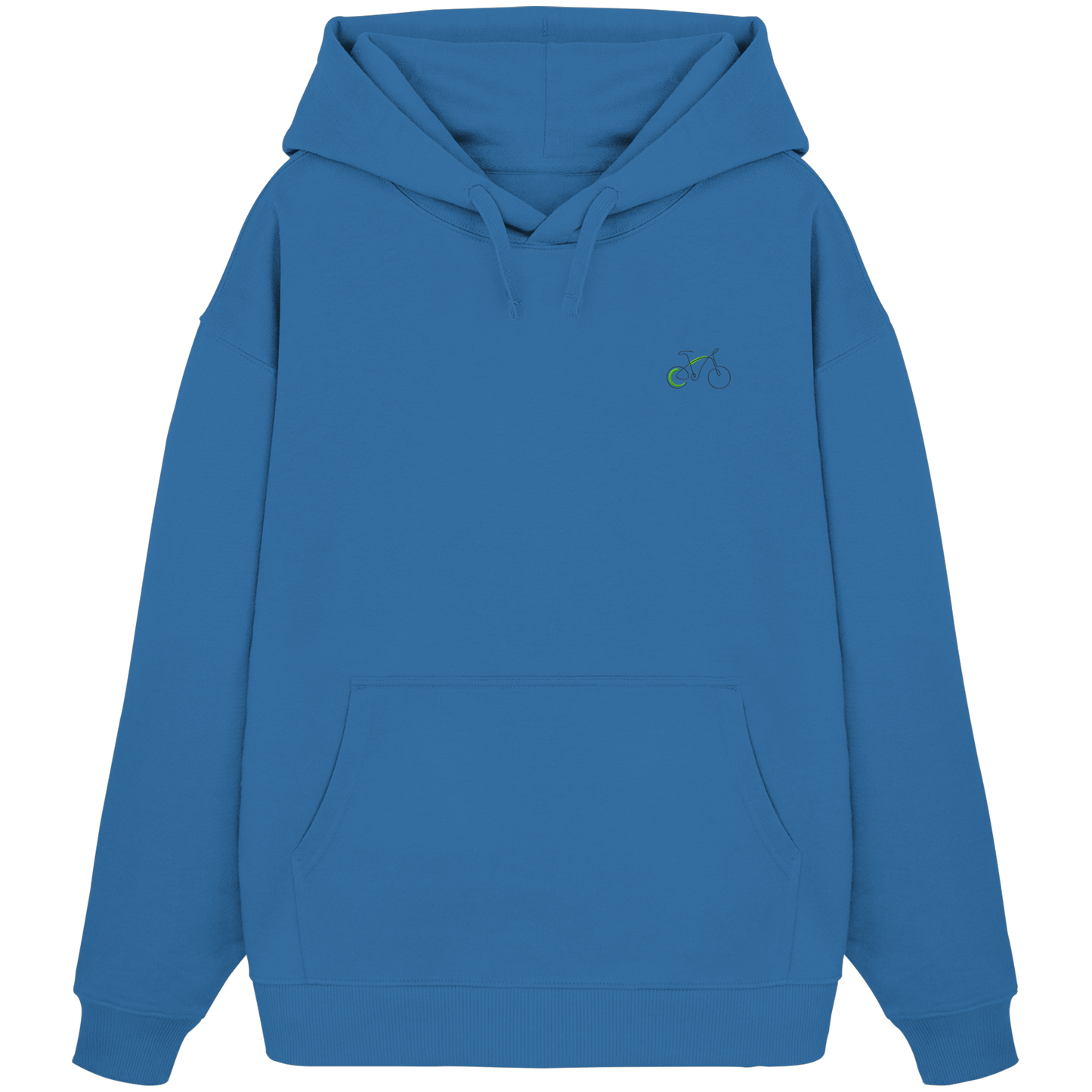 Organic Oversize Hoodie - Fahrrad gestickt (grün)
