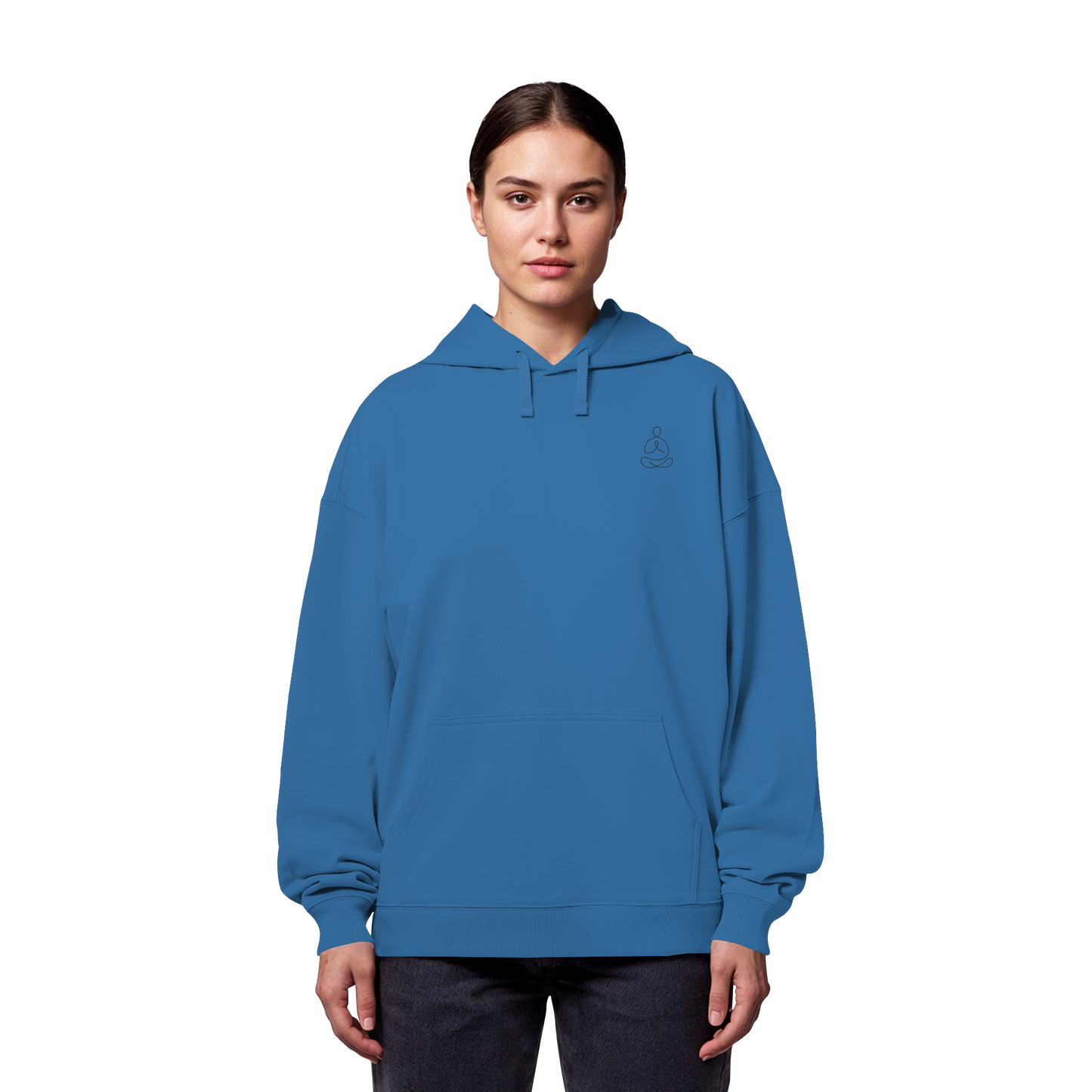 Organic Oversize Hoodie - Yoga gestickt