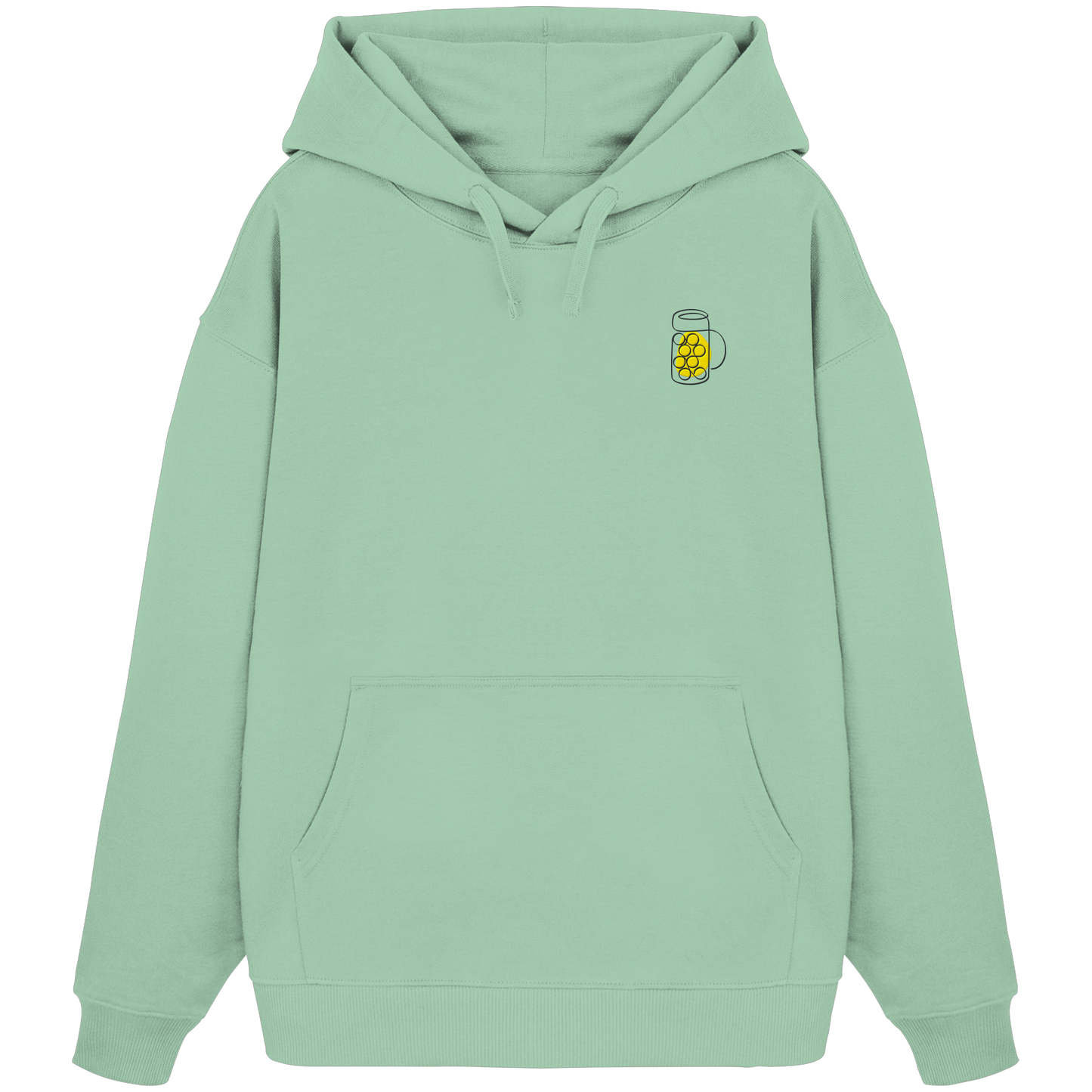Organic Oversize Hoodie - Maßkrug gestickt (gelb)