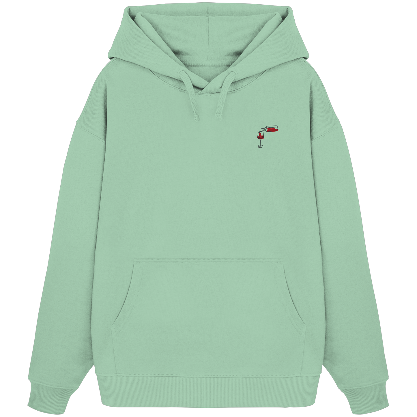 Organic Oversize Hoodie - Wein gestickt (rot)