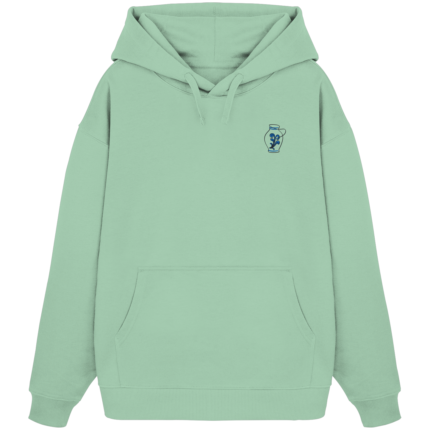 Organic Oversize Hoodie - Bembel gestickt (blau)