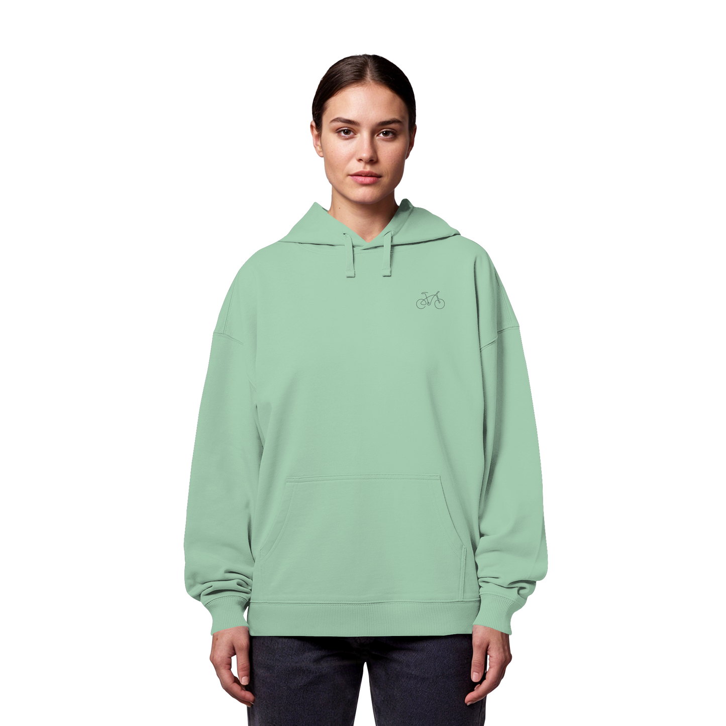 Organic Oversize Hoodie - Fahrrad gestickt