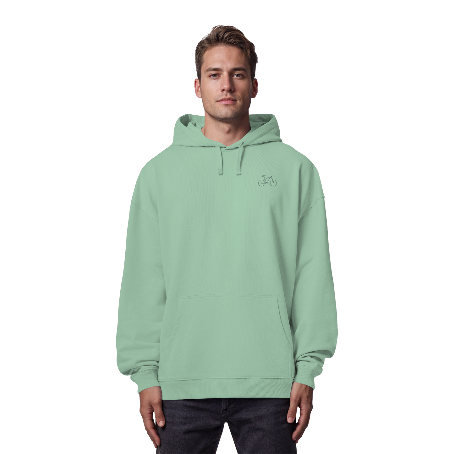 Organic Oversize Hoodie - Fahrrad gestickt