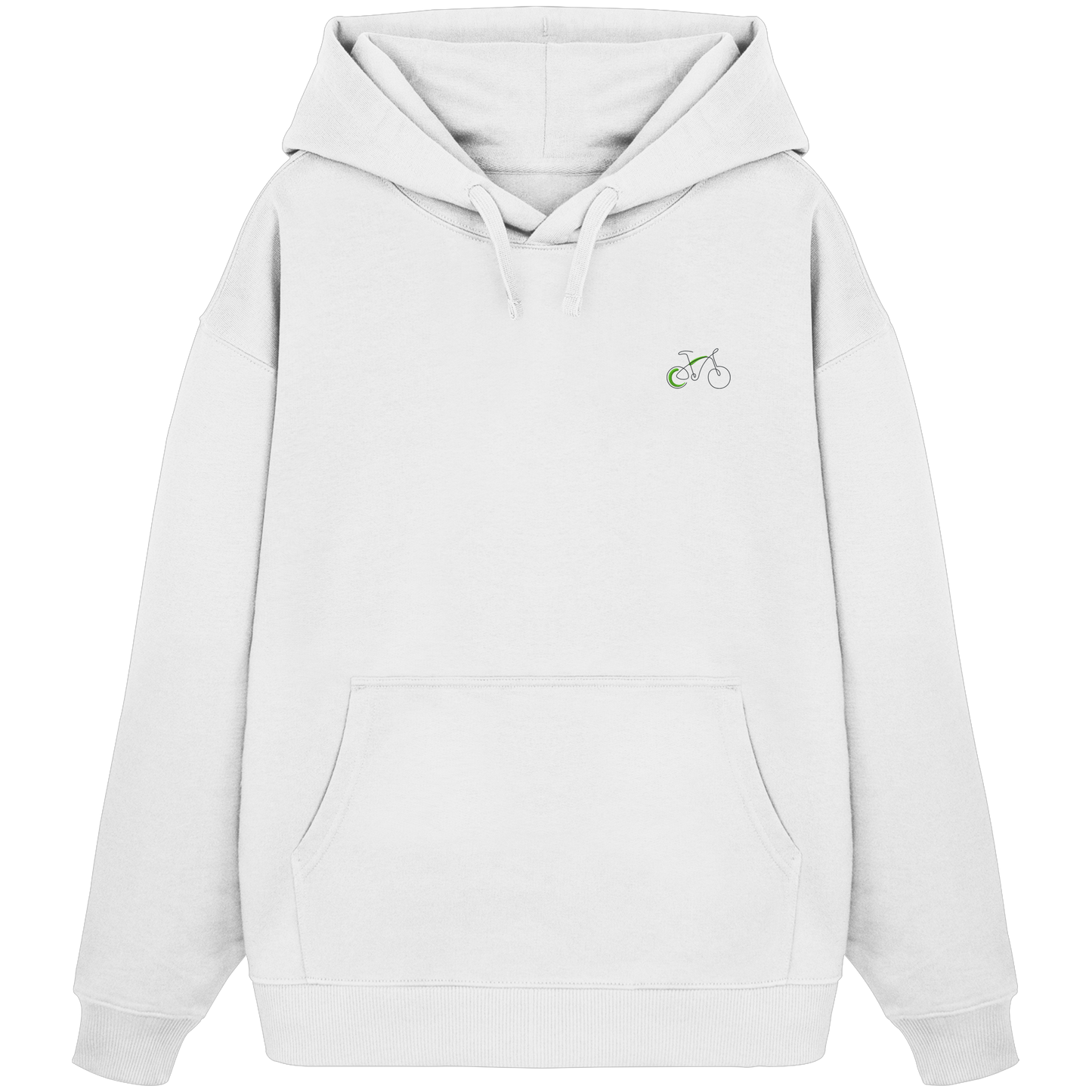Organic Oversize Hoodie - Fahrrad gestickt (grün)