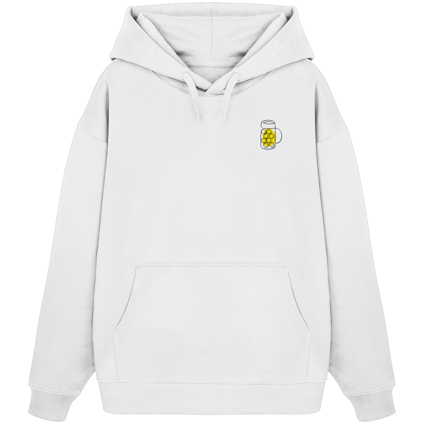 Organic Oversize Hoodie - Maßkrug gestickt (gelb)