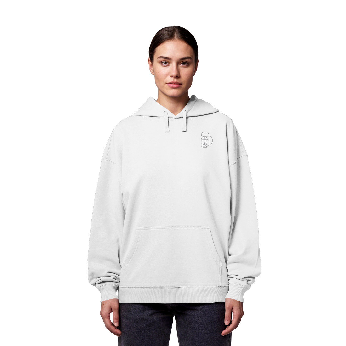 Organic Oversize Hoodie - Maßkrug gestickt