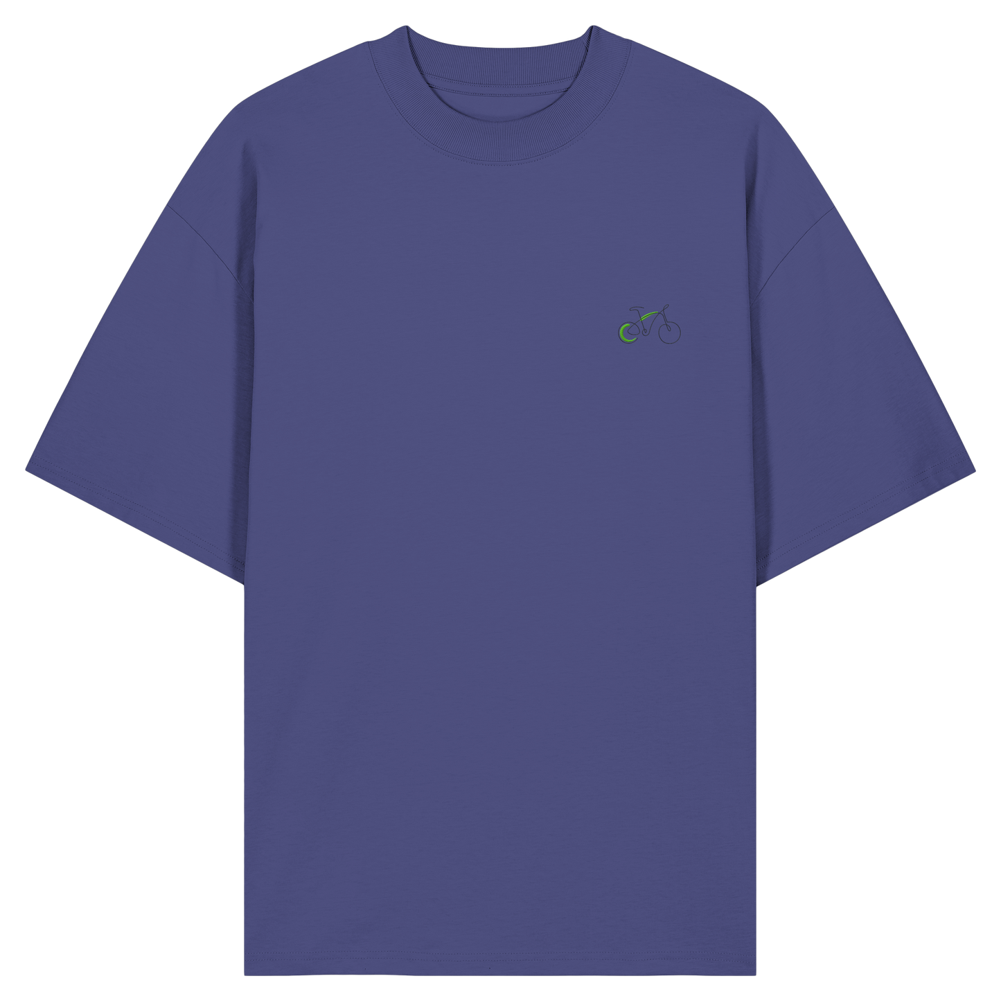 Organic Oversize Shirt - Fahrrad gestickt (grün)