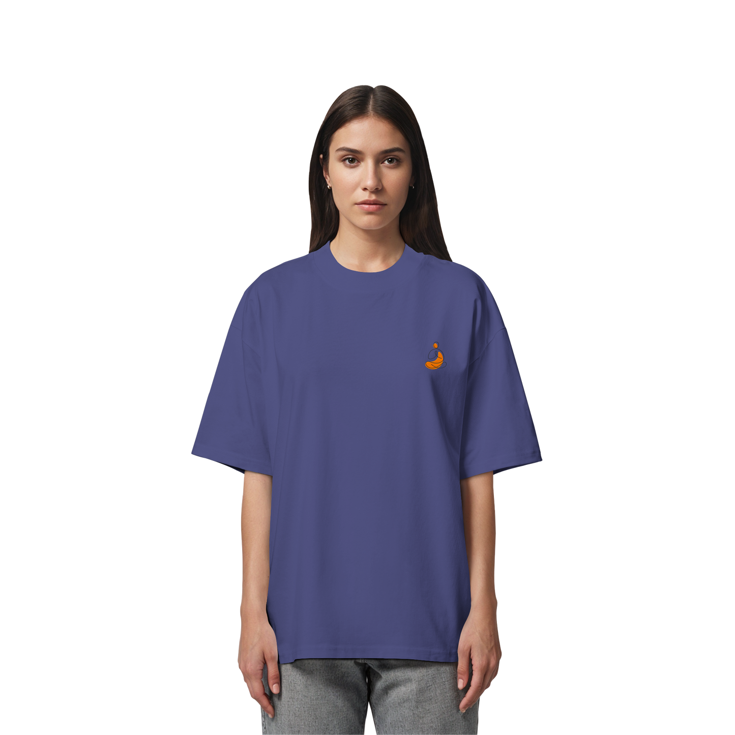 Organic Oversize Shirt - Yoga gestickt (orange)