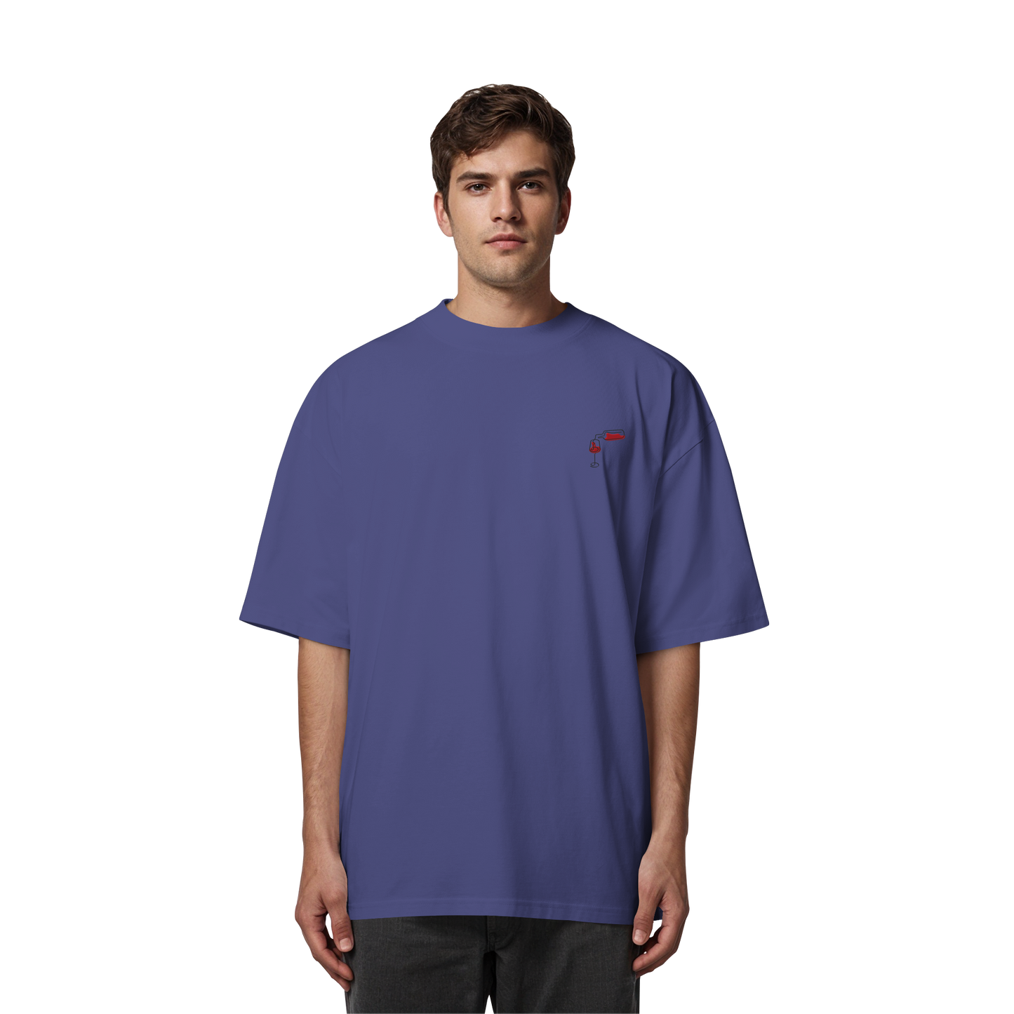 Organic Oversize Shirt - Wein gestickt (rot)