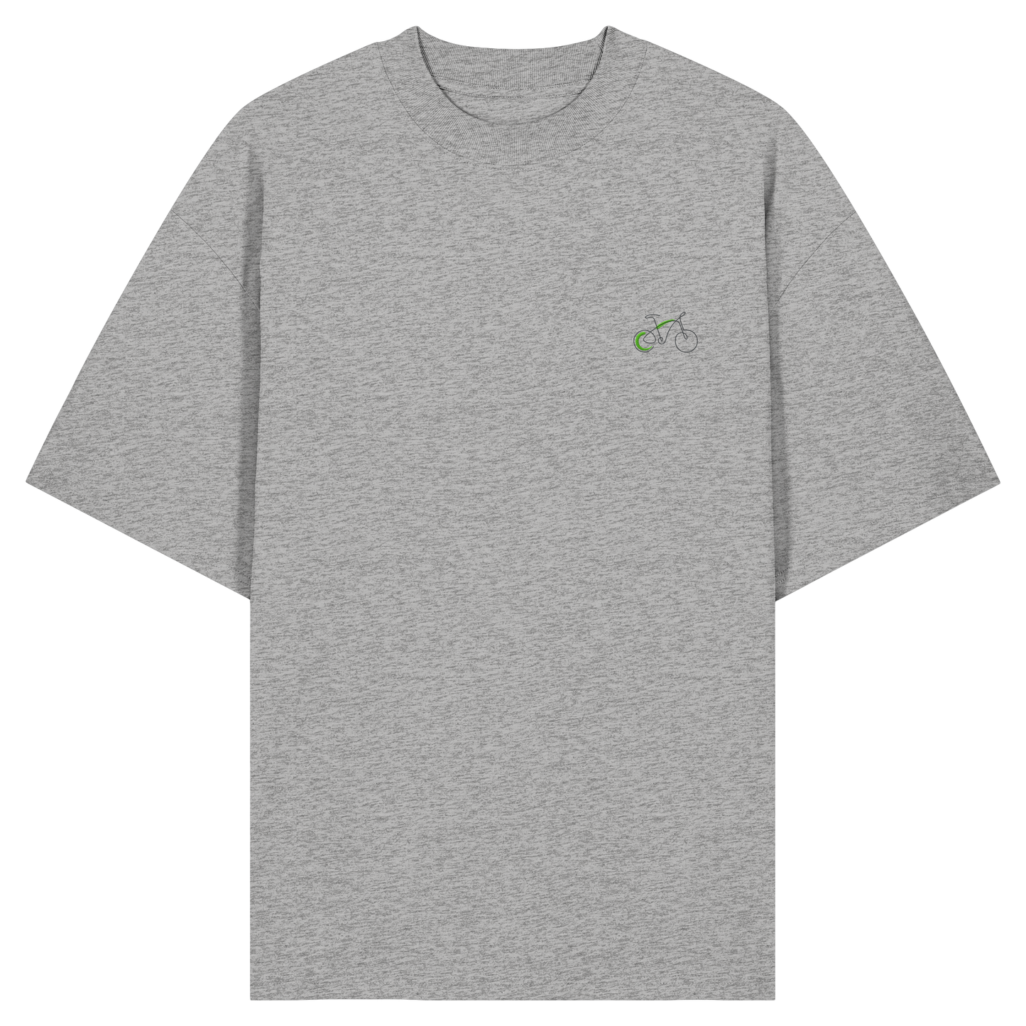 Organic Oversize Shirt - Fahrrad gestickt (grün)