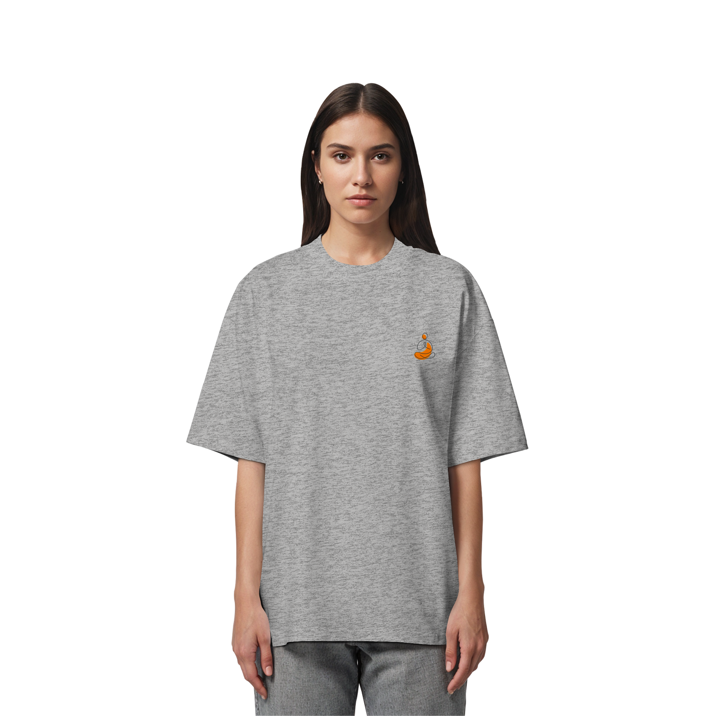 Organic Oversize Shirt - Yoga gestickt (orange)