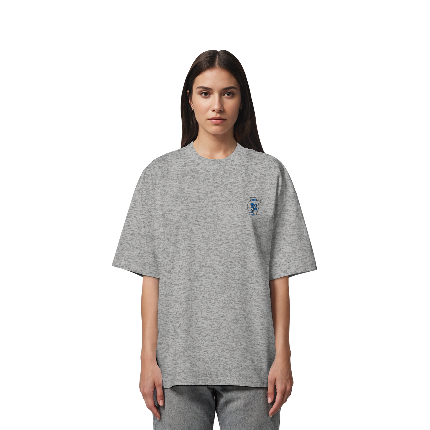 Organic Oversize Shirt - Bembel gestickt (blau)