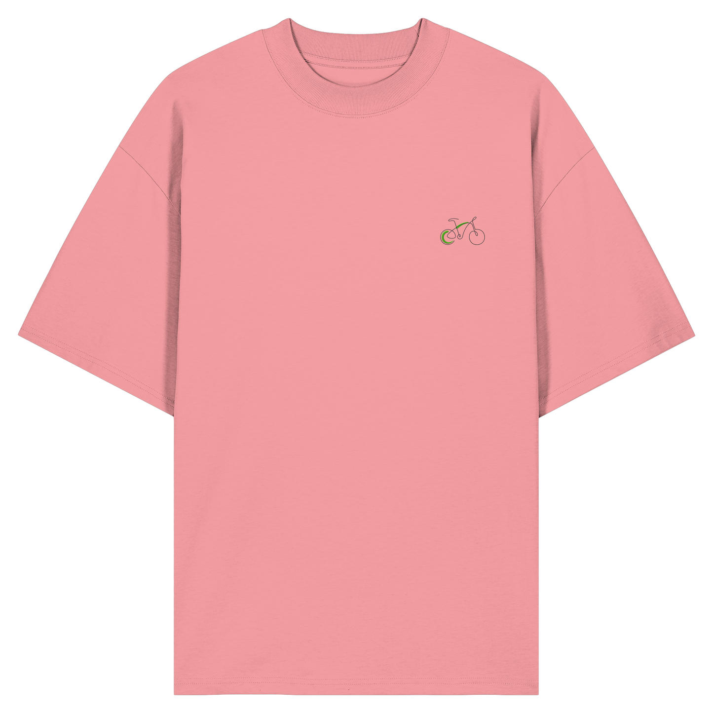 Organic Oversize Shirt - Fahrrad gestickt (grün)