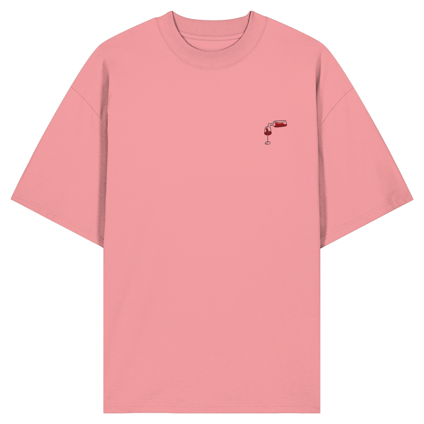 Organic Oversize Shirt - Wein gestickt (rot)