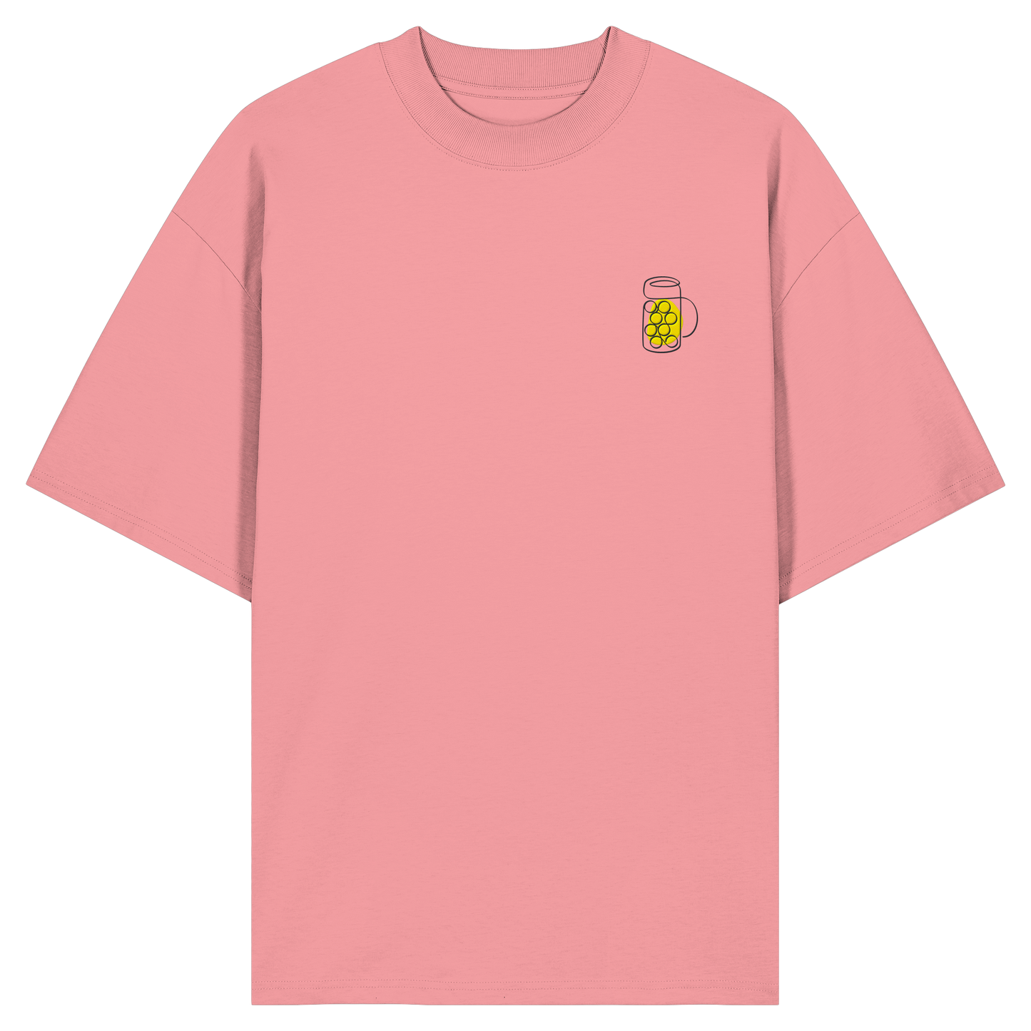 Organic Oversize Shirt - Maßkrug gestickt (gelb)