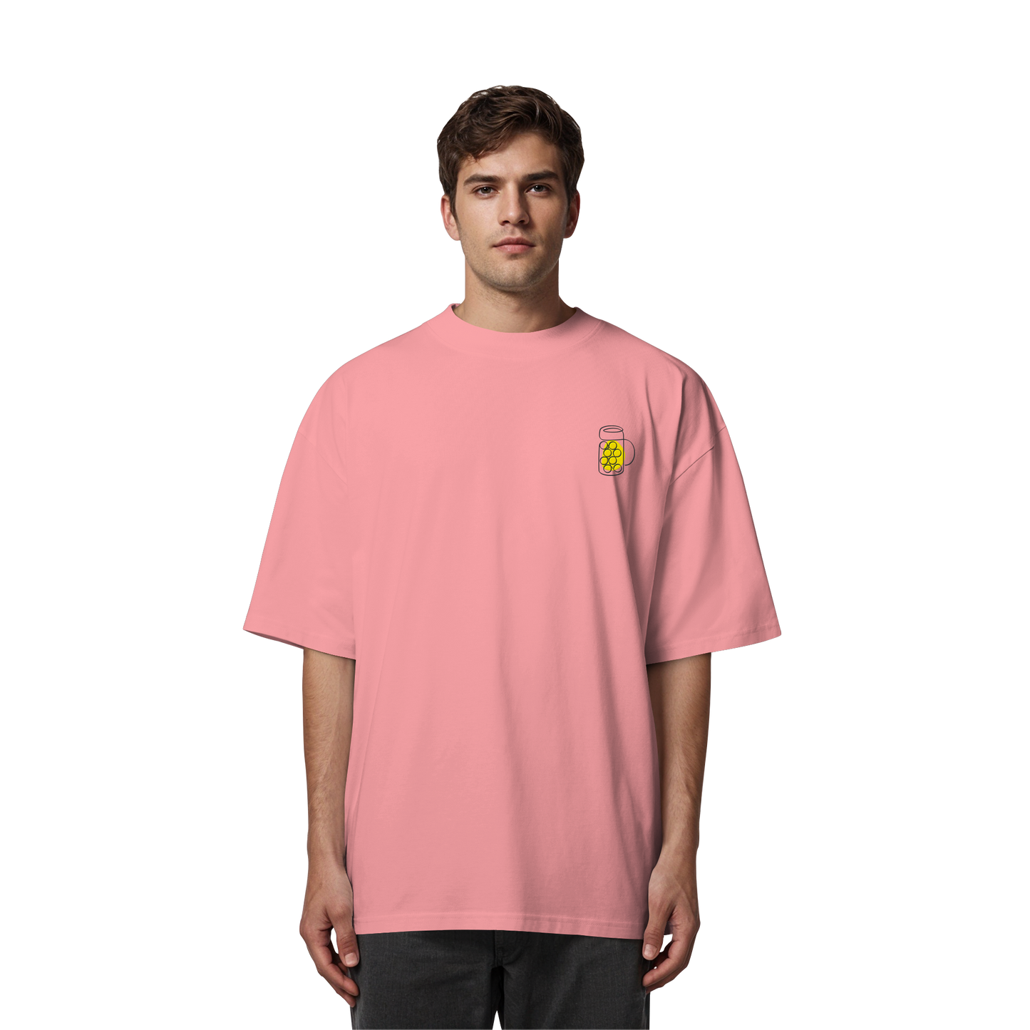 Organic Oversize Shirt - Maßkrug gestickt (gelb)