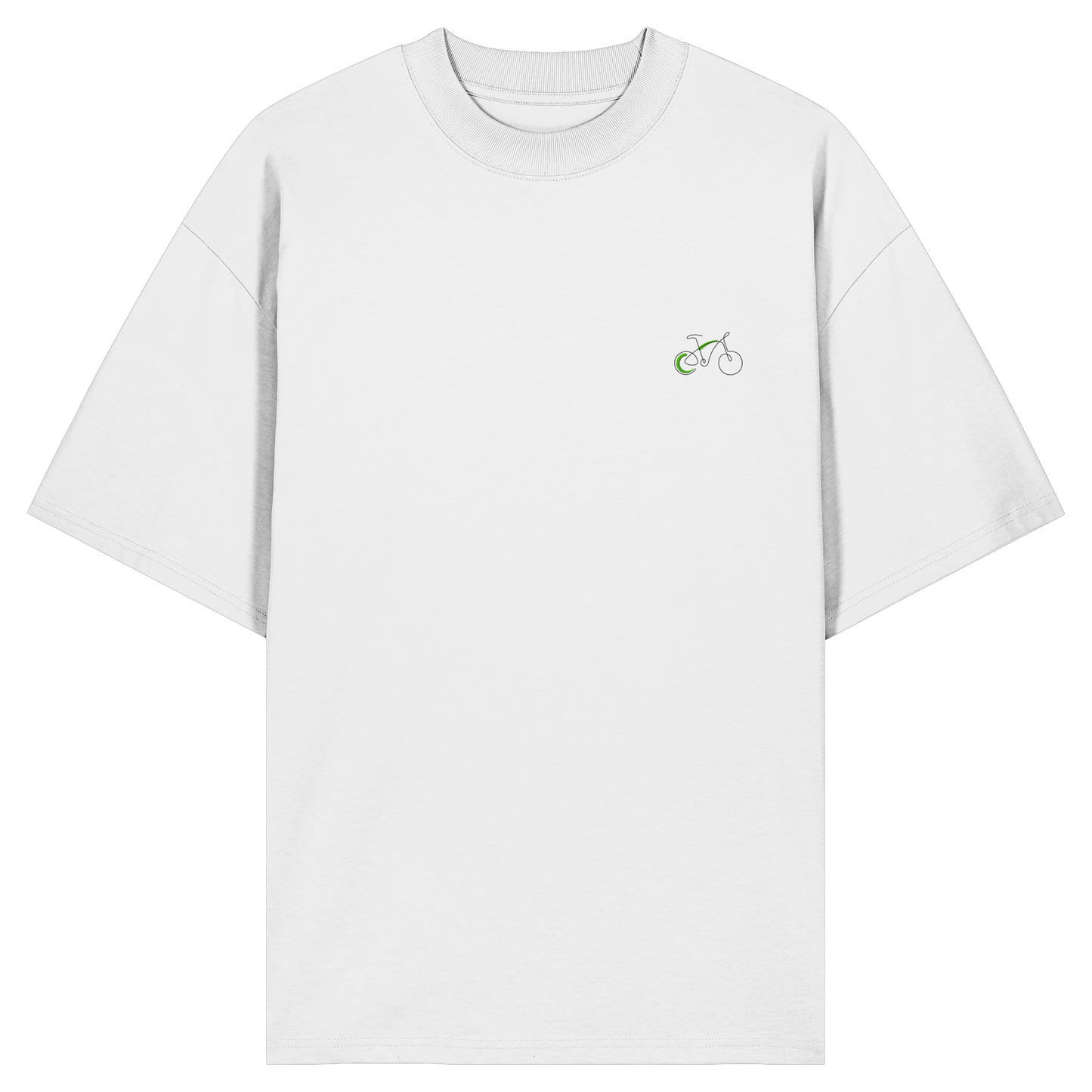 Organic Oversize Shirt - Fahrrad gestickt (grün)