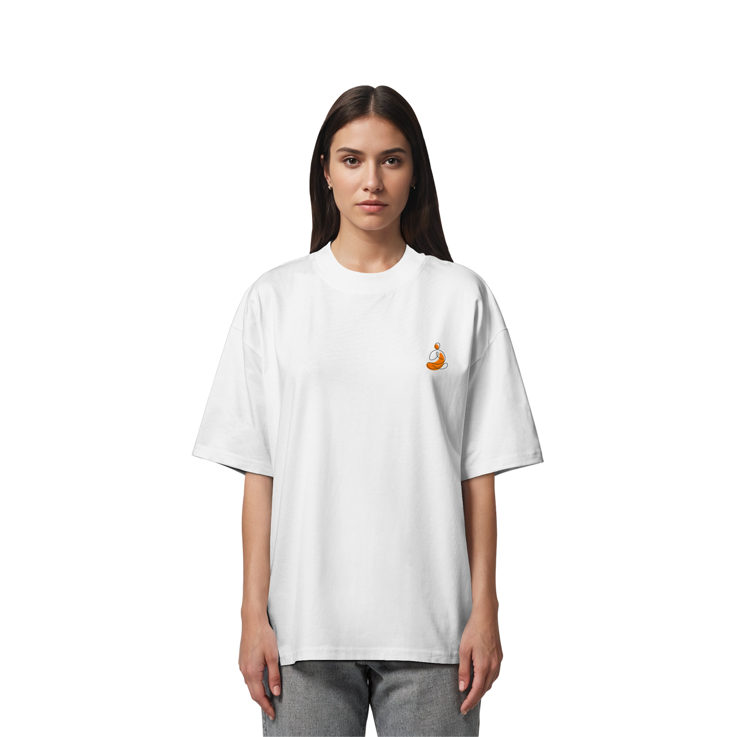 Organic Oversize Shirt - Yoga gestickt (orange)