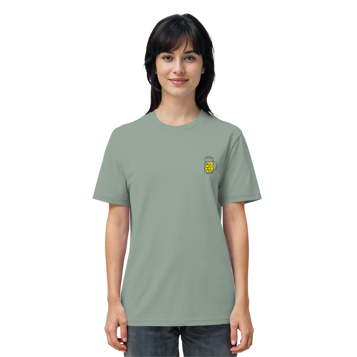 Organic Shirt - Maßkrug gestickt (gelb)