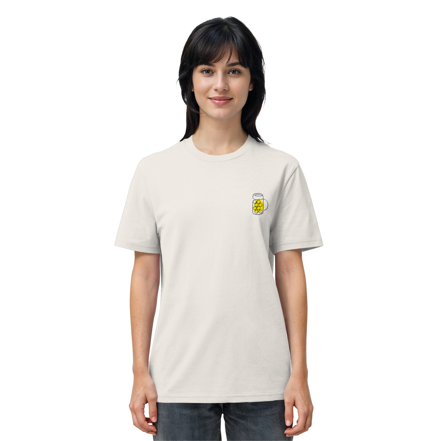 Organic Shirt - Maßkrug gestickt (gelb)