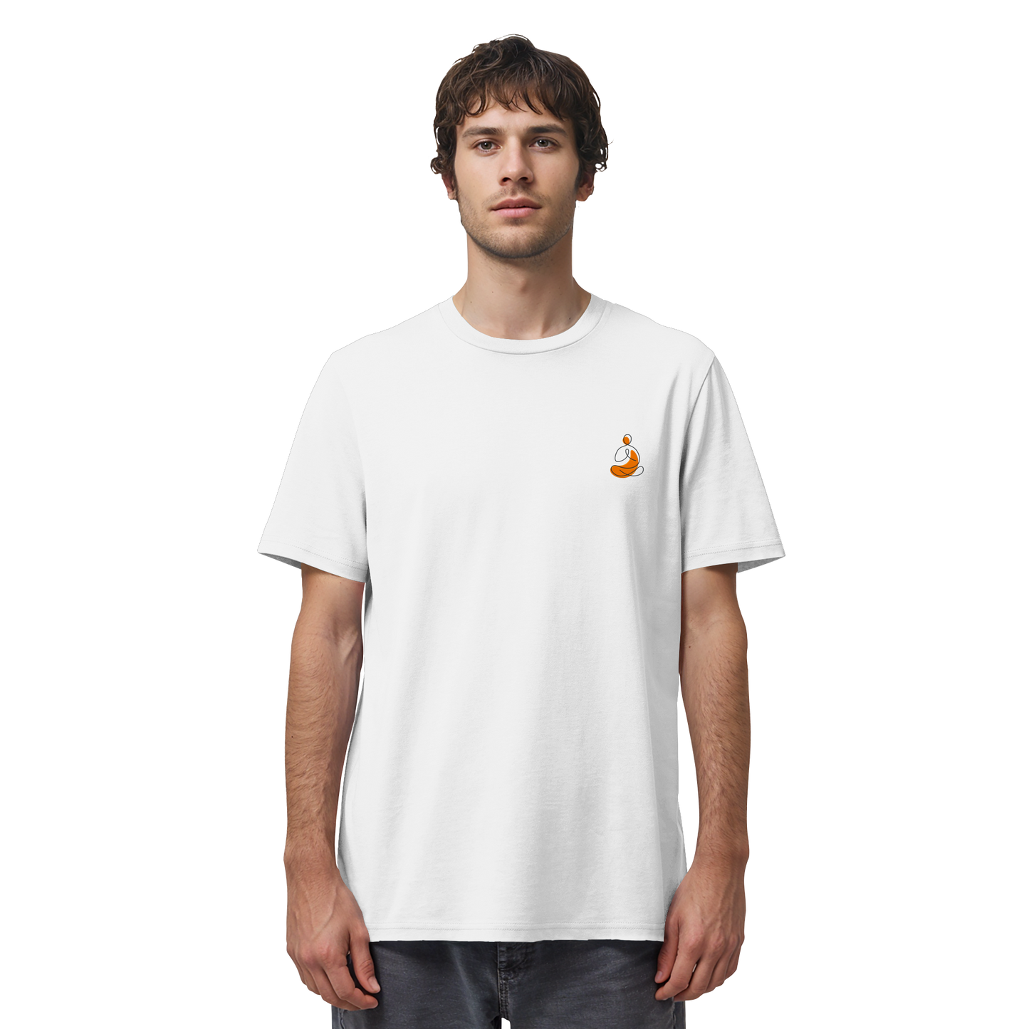 Organic Shirt - Yoga gestickt (orange)